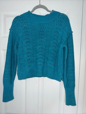 Free People Teal Sweater Size Small #boho #preppy #coastal #summer cotton acryli